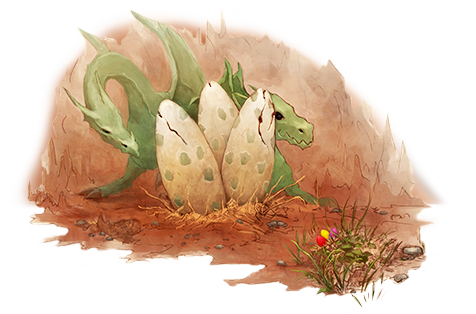 Image containing dragon eggs and dragon hatchling